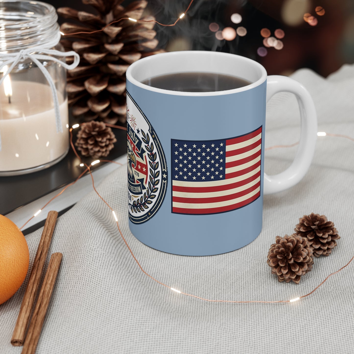 4th of July Coffee Mug — Patriotic Eagle & American Flag 11oz (Celebrating Freedom 2024)