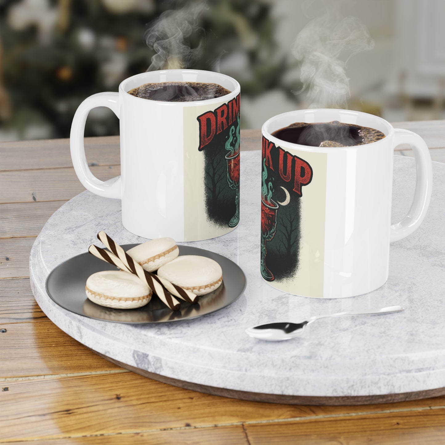 Gothic Drink Up Ceramic Mug - Spooky Gift, Halloween Decor, Coffee Cup, Gothic Aesthetic, Unique Beverage Holder