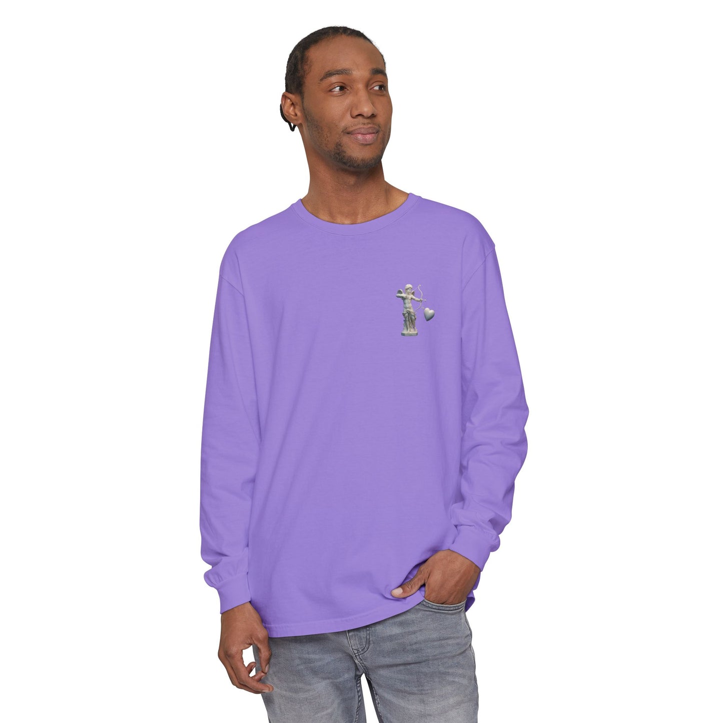 Cupid Cherub Long Sleeve Tee — Vintage Cupid Heart Graphic