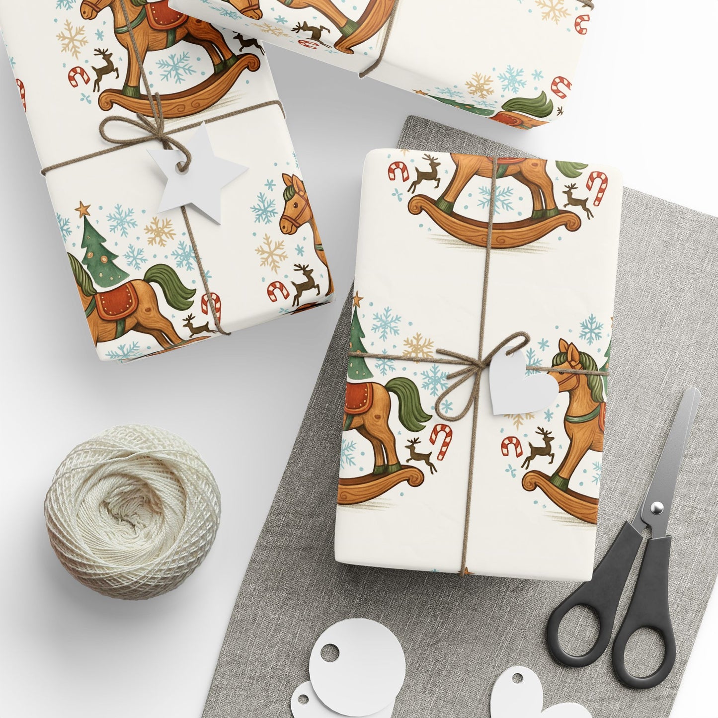 Rocking Horse Christmas Wrapping Paper – Vintage Holiday Gift Wrap