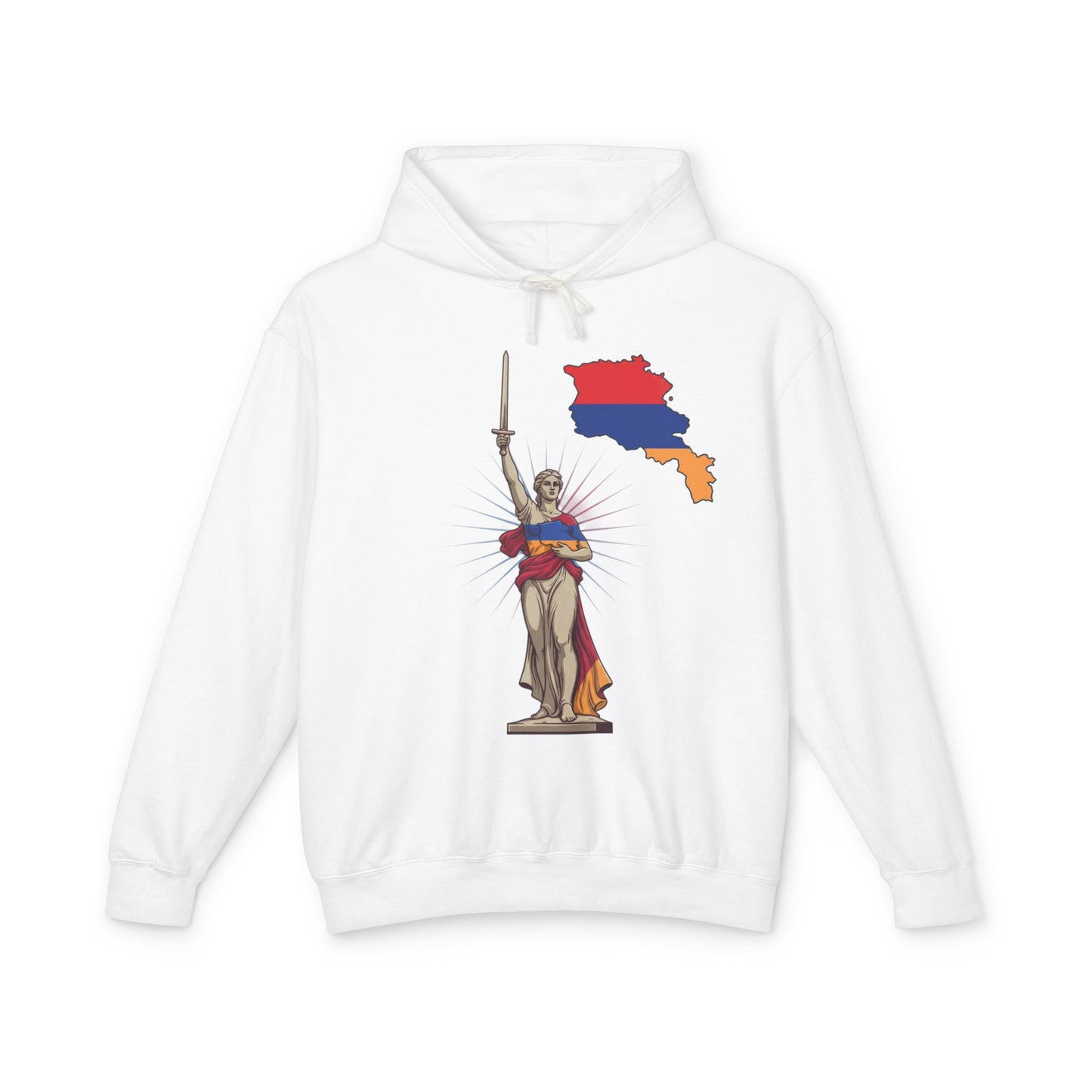 Armenia Pride Hoodie — Lady Justice Draped in Armenian Flag with Map