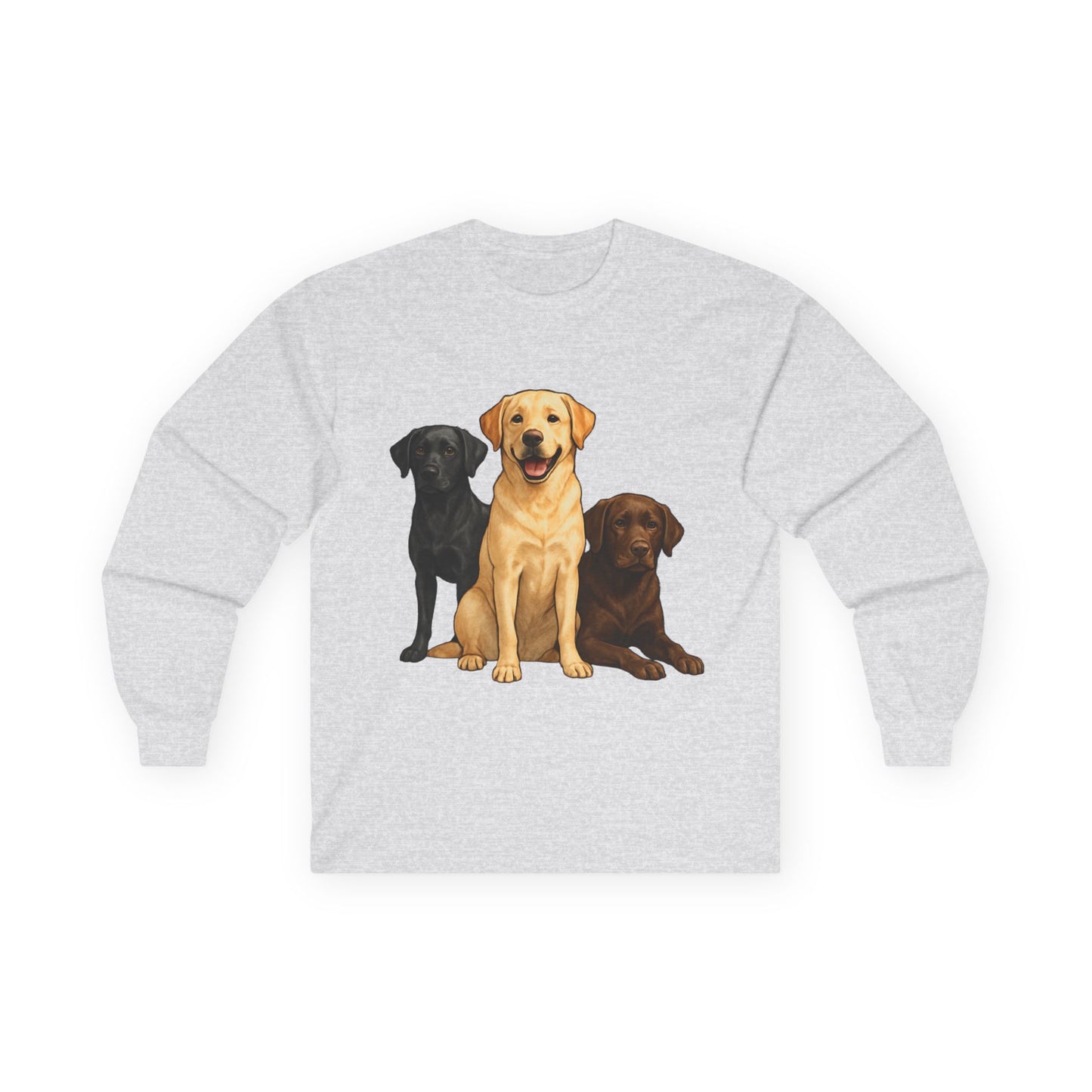 Dog Lover's Long Sleeve Tee with Labrador Design, Pet Owner Gifts, Animal Lover Apparel, Cute Dog Shirt, Perfect for Casual Wear