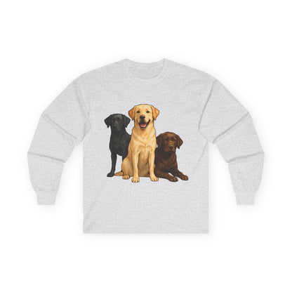 Dog Lover's Long Sleeve Tee with Labrador Design, Pet Owner Gifts, Animal Lover Apparel, Cute Dog Shirt, Perfect for Casual Wear