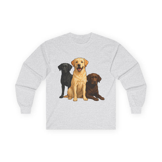 Dog Lover's Long Sleeve Tee with Labrador Design, Pet Owner Gifts, Animal Lover Apparel, Cute Dog Shirt, Perfect for Casual Wear