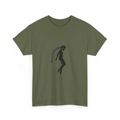 Silhouette Braid Tee — Minimalist Woman Profile T-Shirt