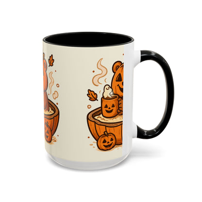 Halloween Bear Coffee Mug, Cute Pumpkin Mug, Fall Decor Gift, Cozy Autumn Drinkware, Seasonal Sip, Holiday Mug