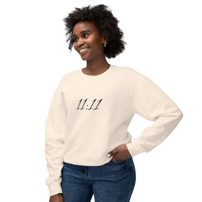 11:11 Crewneck Sweatshirt — Minimal White 'Blessed' Back Design