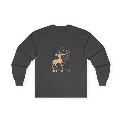 December Zodiac Long Sleeve Tee, Cozy Tee, Astrology Shirt, Gift for Him/Her, Holiday Apparel, December Birthday Gift
