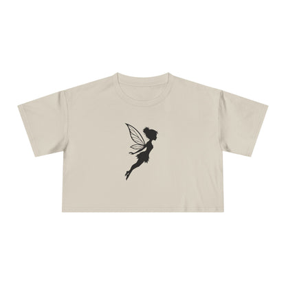 Fairy Silhouette Women's Crop Tee — Whimsical Pixie Graphic Top