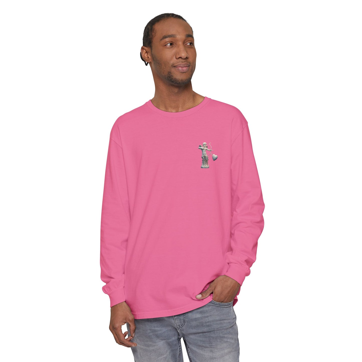 Cupid Cherub Long Sleeve Tee — Vintage Cupid Heart Graphic