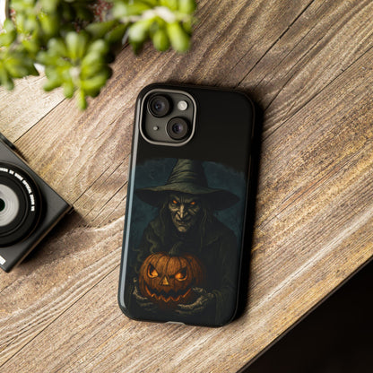 Halloween Phone Case, Tough Cases with Witch and Pumpkin Design, Spooky Gift for Witch Lovers, Fall Phone Accessory, Unique Halloween Decor