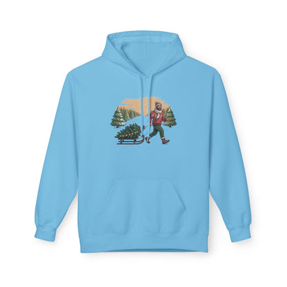 Christmas Tree Hauler Hoodie - Vintage Santa Pulling Tree Winter Sweatshirt