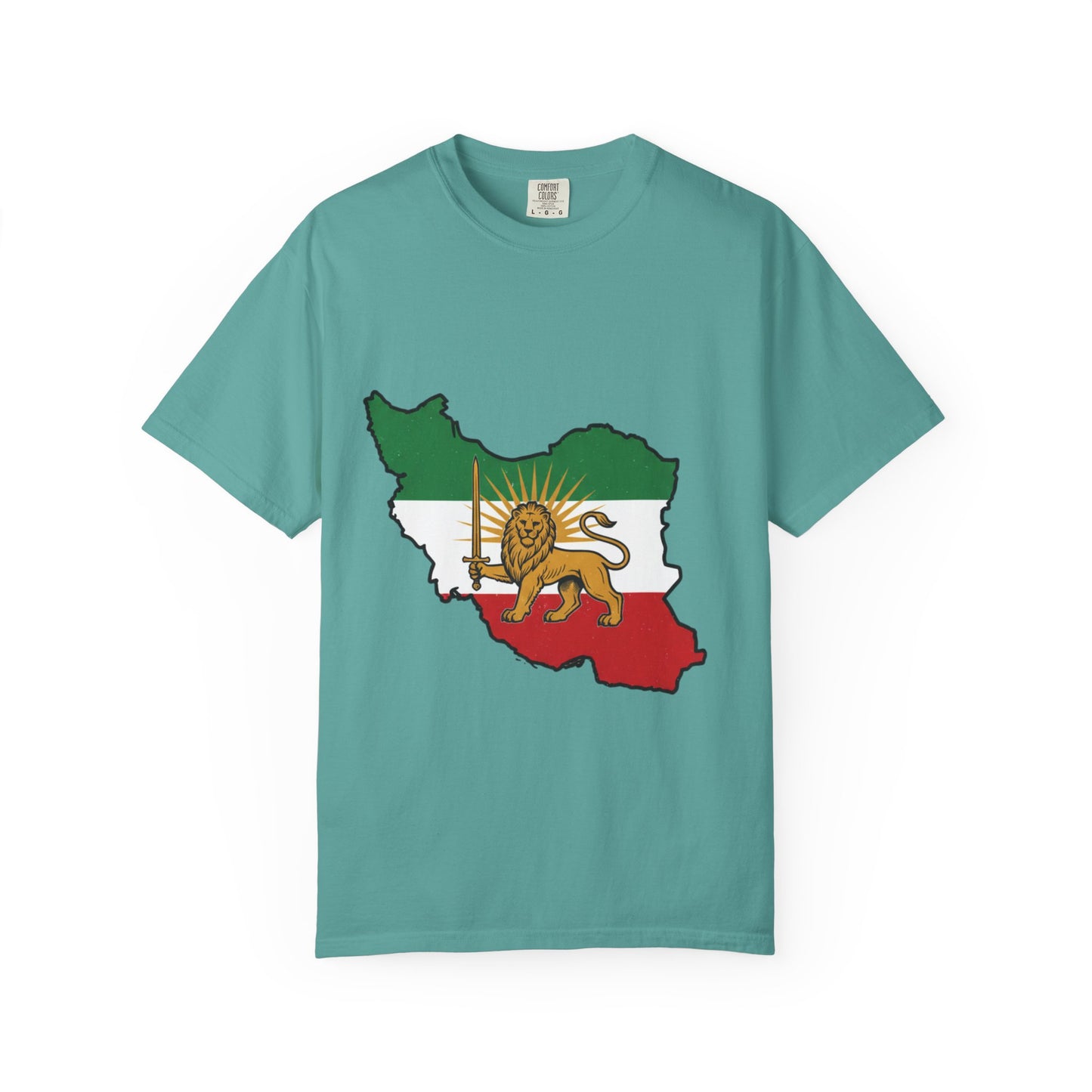 Iran Map T-Shirt with Lion and Sun Flag — Persian Heritage Tee