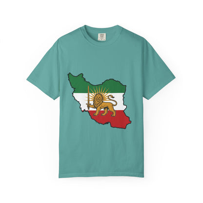Iran Map T-Shirt with Lion and Sun Flag — Persian Heritage Tee