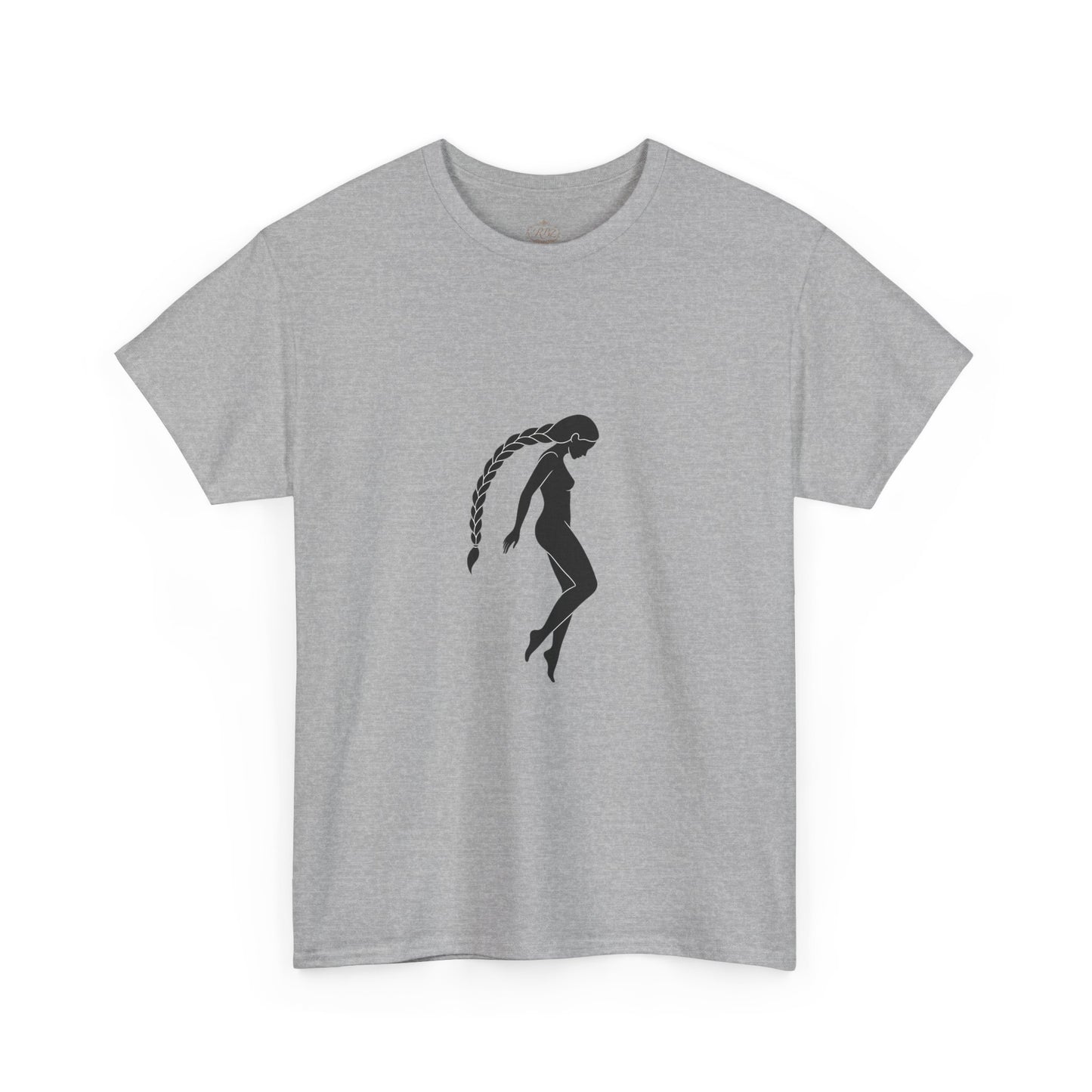 Silhouette Braid Tee — Minimalist Woman Profile T-Shirt