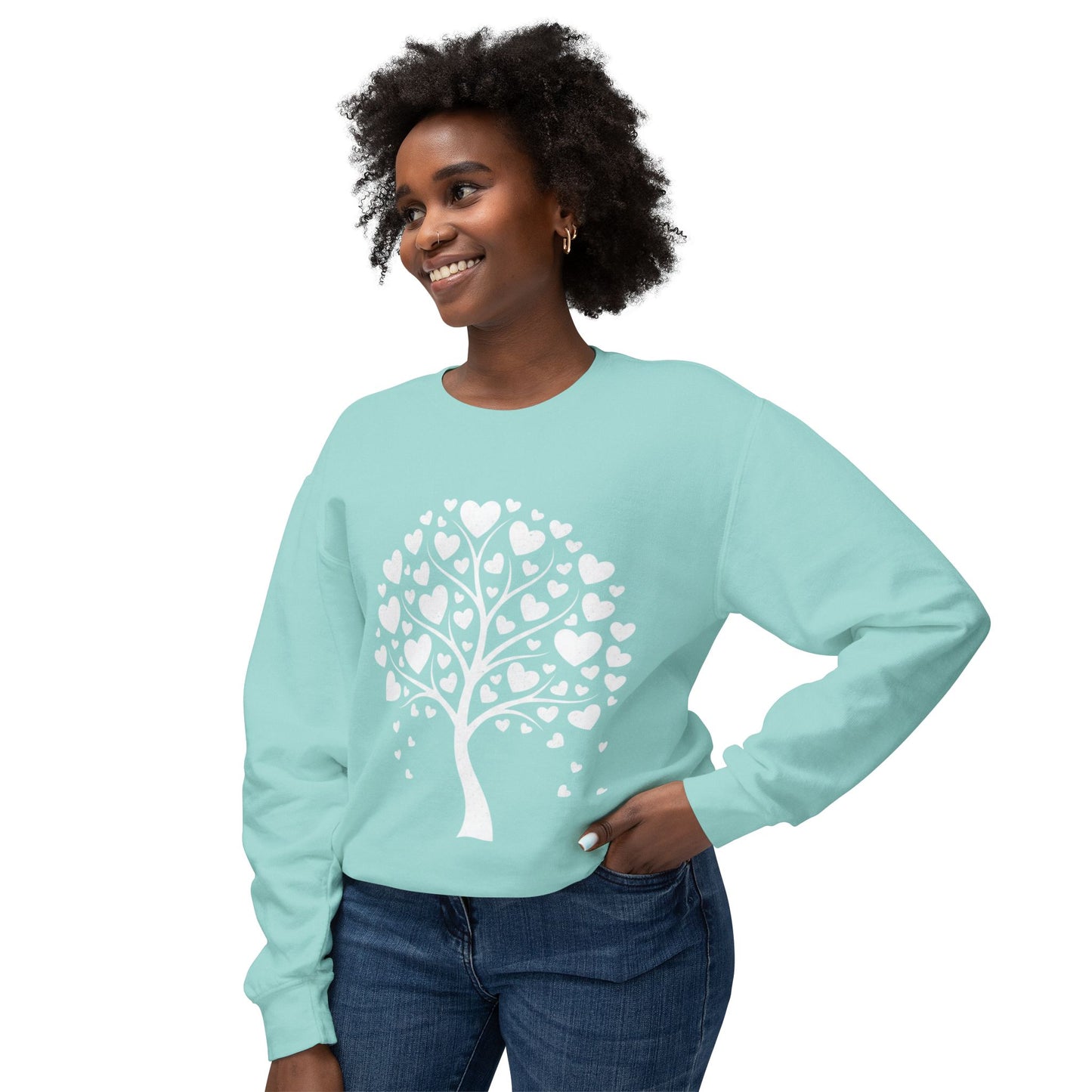 Heart Tree Crewneck Sweatshirt — Cute Love Tree Graphic Pullover