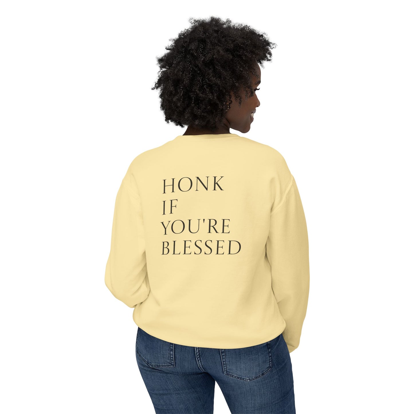 Honk If You're Blessed Crewneck Sweatshirt — Minimal Faith-Inspired Graphic