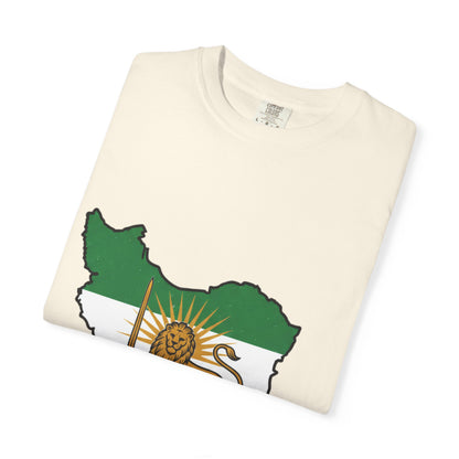 Iran Map T-Shirt with Lion and Sun Flag — Persian Heritage Tee