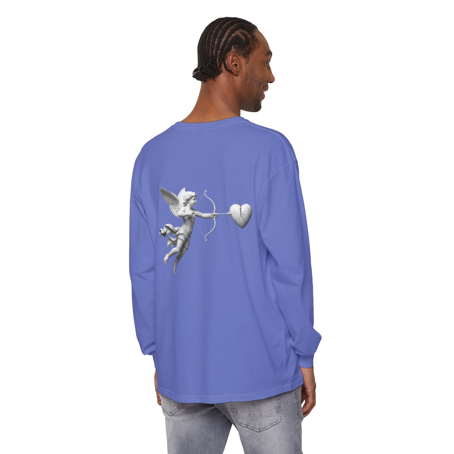 Cupid Cherub Long Sleeve Tee — Vintage Cupid Heart Graphic