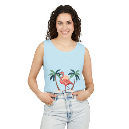 Flamingo Beach Tank Top — Tropical Palm Vacation Graphic Tank