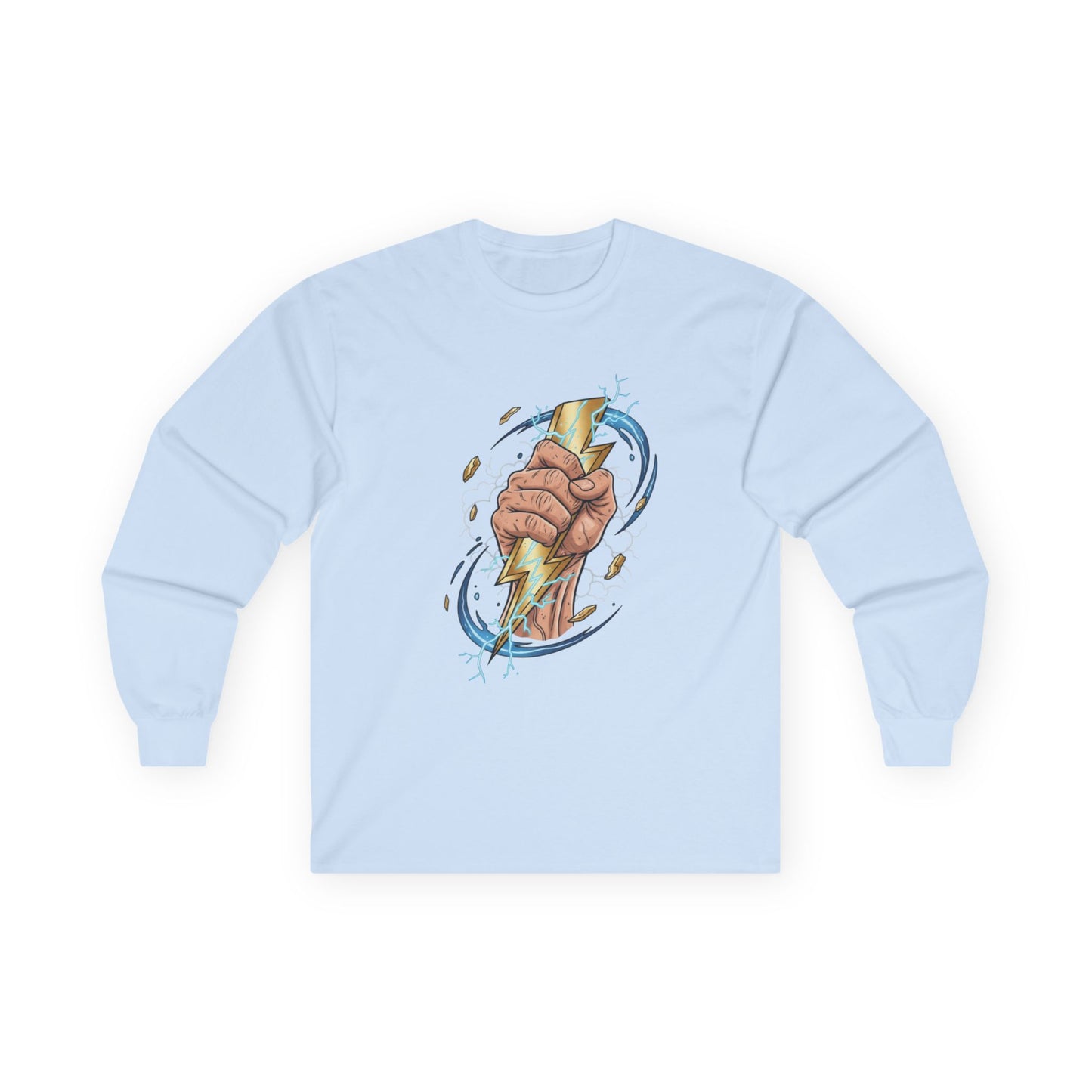 Fist & Lightning Bolt Long Sleeve Tee — Power Graphic Shirt