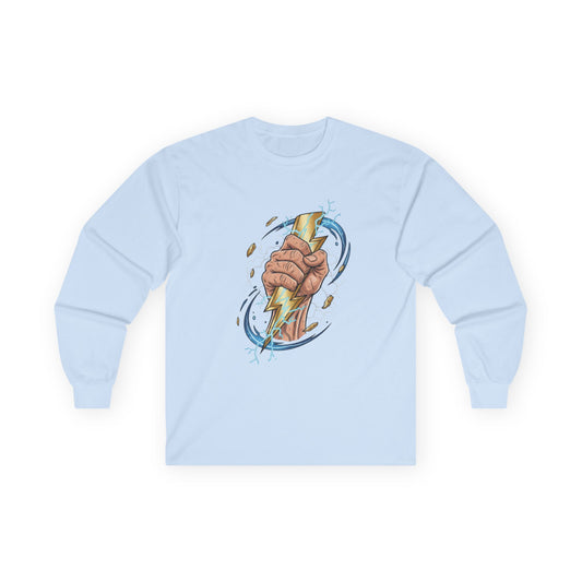 Fist & Lightning Bolt Long Sleeve Tee — Power Graphic Shirt