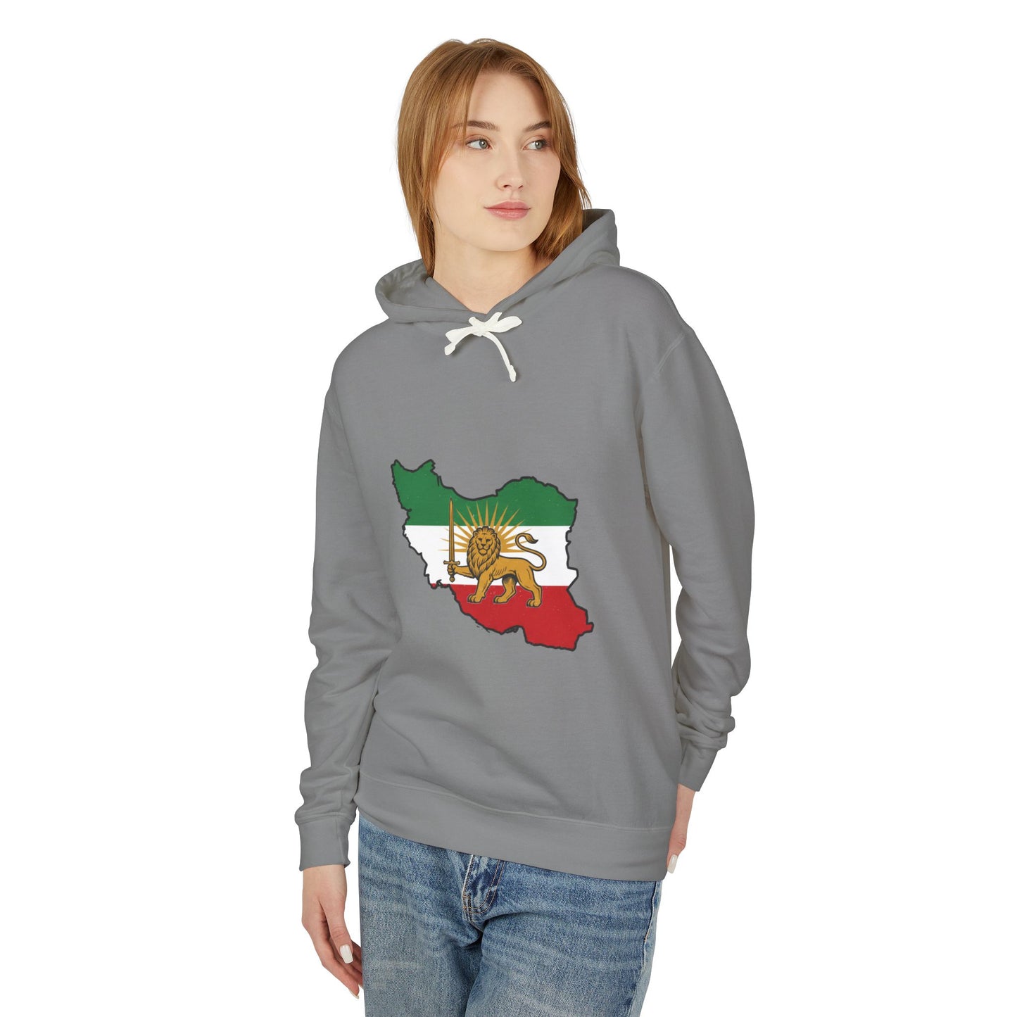 Iran Map Hoodie with Lion and Sun Flag — Persian Heritage Sweatshirt