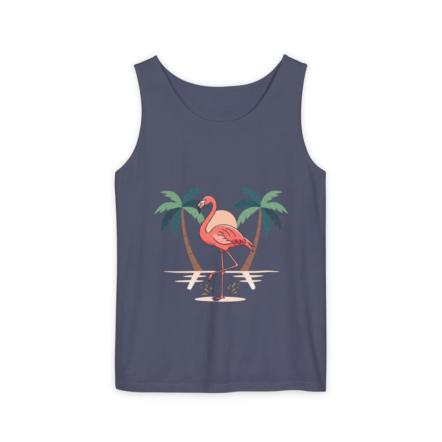 Flamingo Beach Tank Top — Tropical Palm Vacation Graphic Tank
