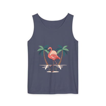 Flamingo Beach Tank Top — Tropical Palm Vacation Graphic Tank