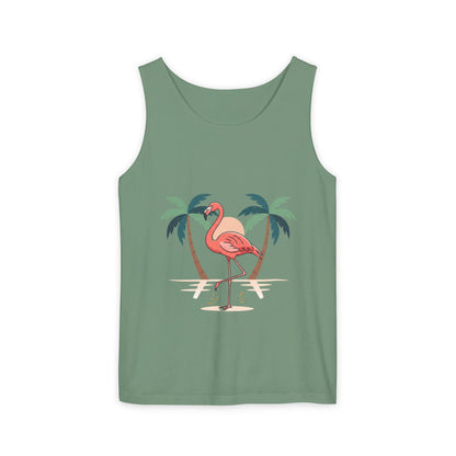Flamingo Beach Tank Top — Tropical Palm Vacation Graphic Tank