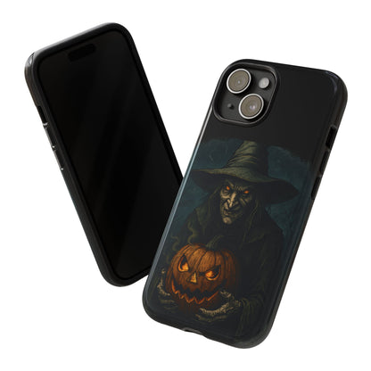 Halloween Phone Case, Tough Cases with Witch and Pumpkin Design, Spooky Gift for Witch Lovers, Fall Phone Accessory, Unique Halloween Decor