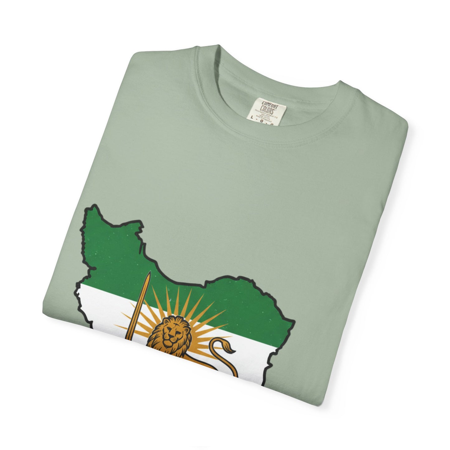 Iran Map T-Shirt with Lion and Sun Flag — Persian Heritage Tee
