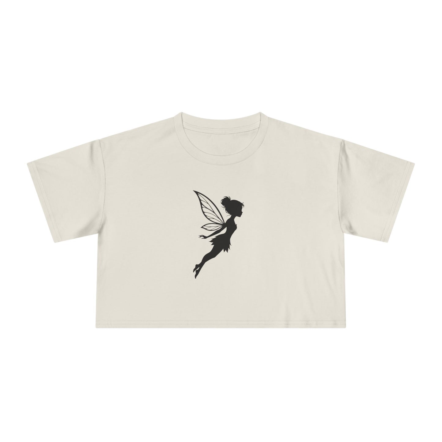 Fairy Silhouette Women's Crop Tee — Whimsical Pixie Graphic Top