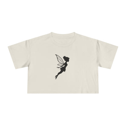 Fairy Silhouette Women's Crop Tee — Whimsical Pixie Graphic Top