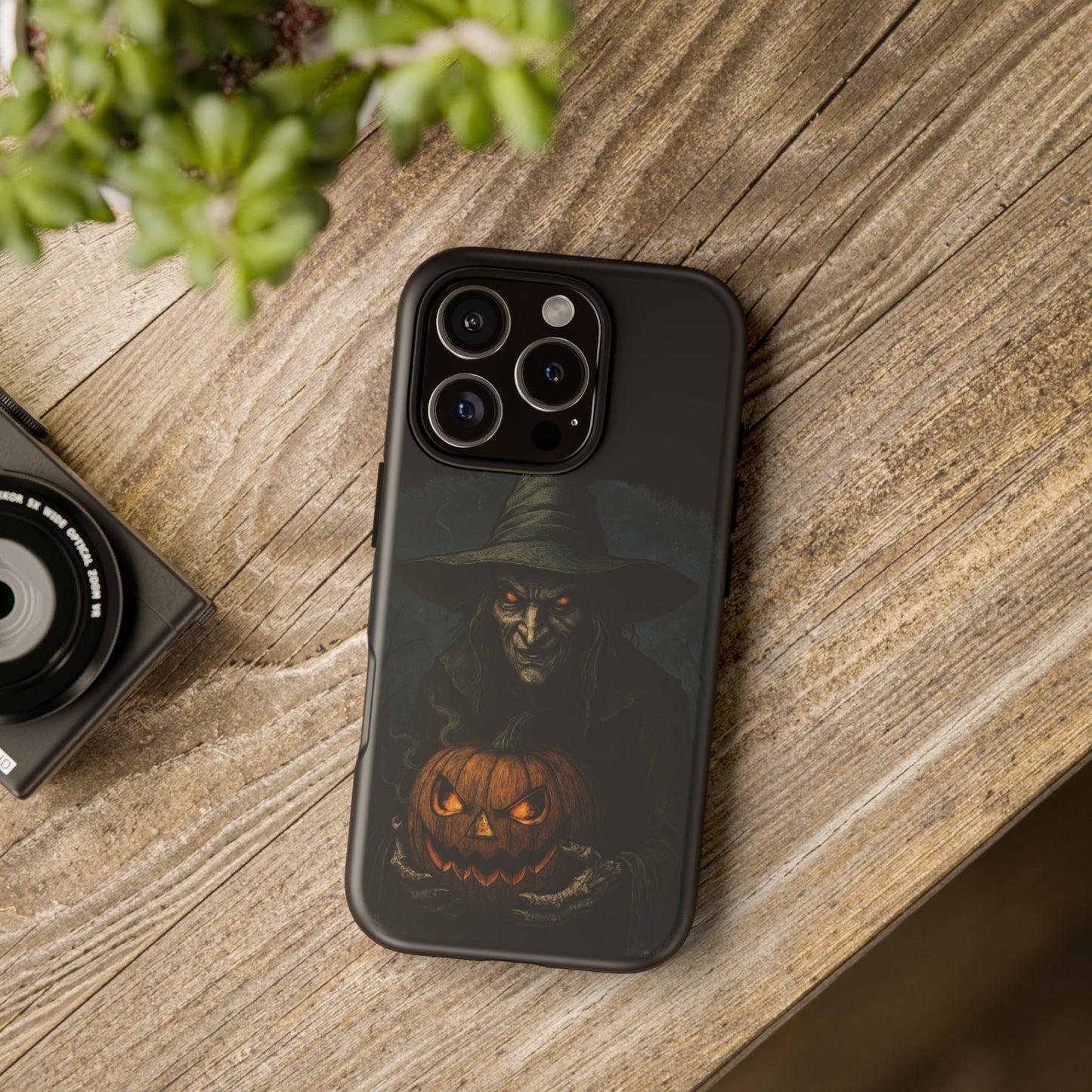 Halloween Phone Case, Tough Cases with Witch and Pumpkin Design, Spooky Gift for Witch Lovers, Fall Phone Accessory, Unique Halloween Decor