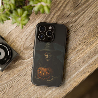 Halloween Phone Case, Tough Cases with Witch and Pumpkin Design, Spooky Gift for Witch Lovers, Fall Phone Accessory, Unique Halloween Decor