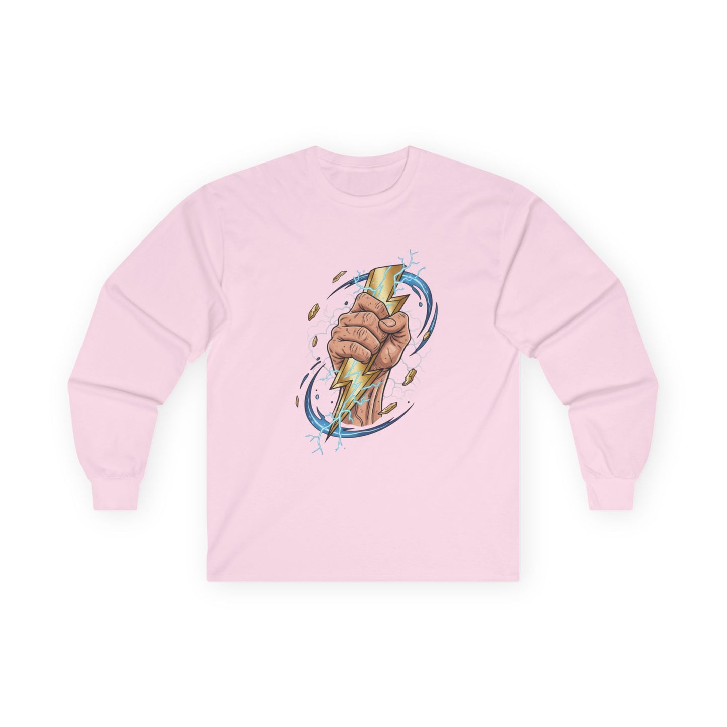 Fist & Lightning Bolt Long Sleeve Tee — Power Graphic Shirt