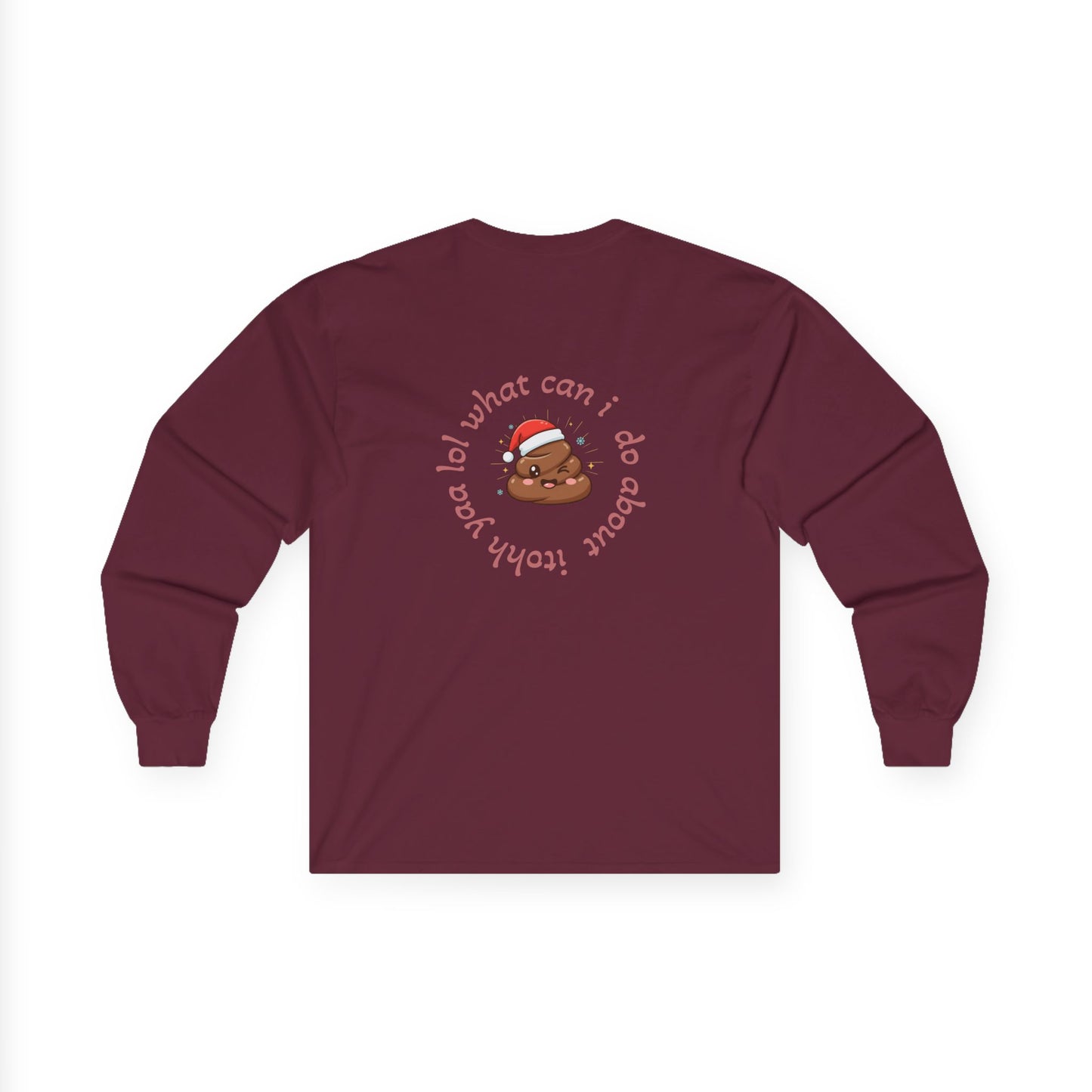 Christmas Coffee Long Sleeve Tee — “Shitter Is Full for Christmas” Funny Holiday Shirt