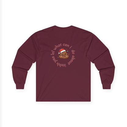 Christmas Coffee Long Sleeve Tee — “Shitter Is Full for Christmas” Funny Holiday Shirt