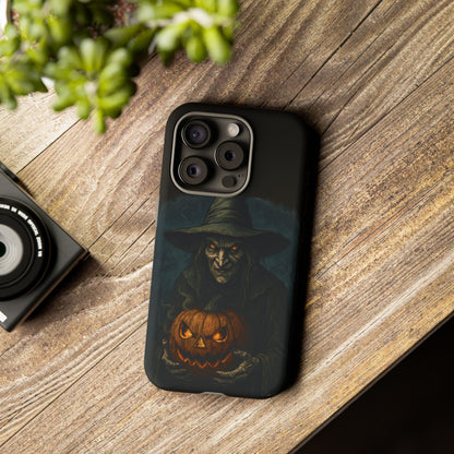 Halloween Phone Case, Tough Cases with Witch and Pumpkin Design, Spooky Gift for Witch Lovers, Fall Phone Accessory, Unique Halloween Decor