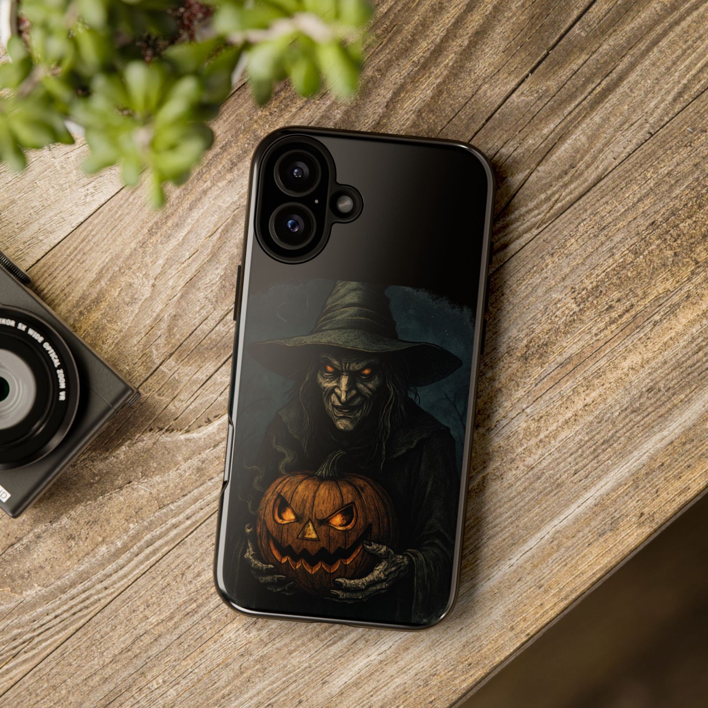 Halloween Phone Case, Tough Cases with Witch and Pumpkin Design, Spooky Gift for Witch Lovers, Fall Phone Accessory, Unique Halloween Decor