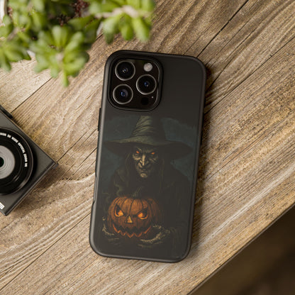 Halloween Phone Case, Tough Cases with Witch and Pumpkin Design, Spooky Gift for Witch Lovers, Fall Phone Accessory, Unique Halloween Decor