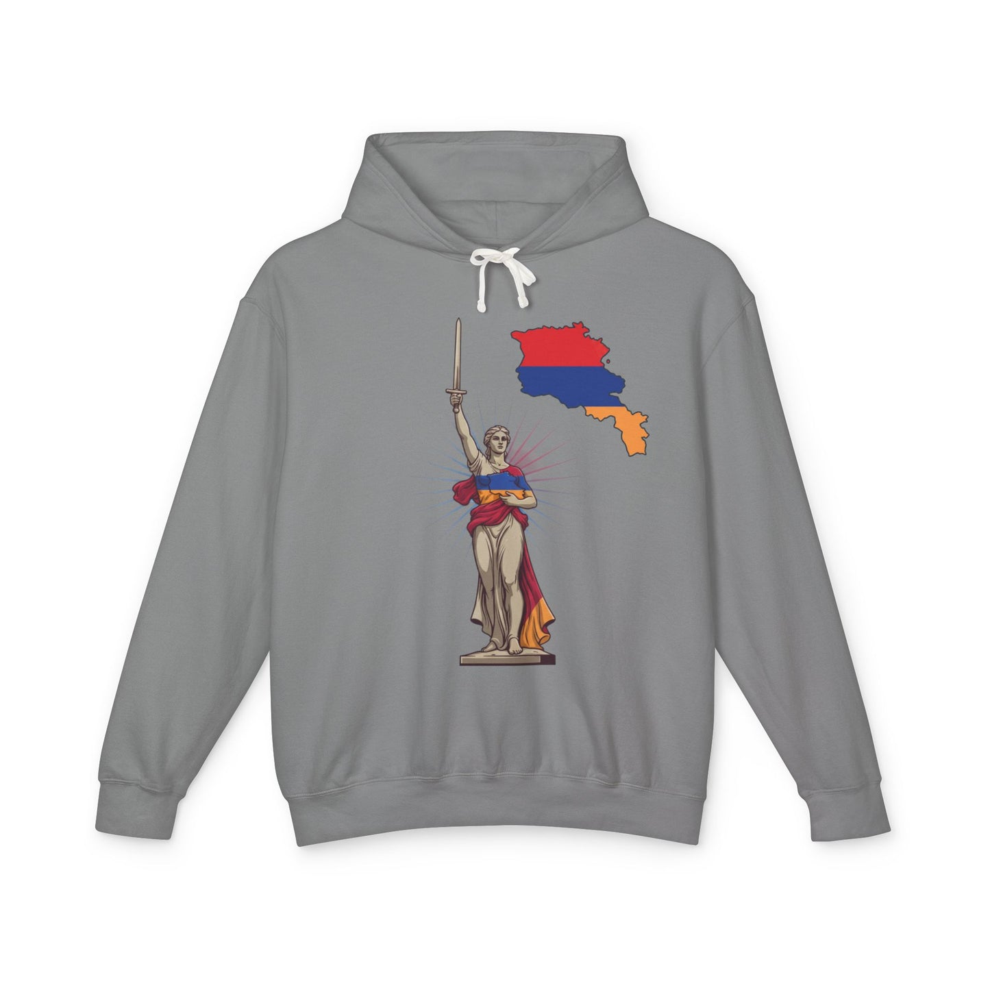 Armenia Pride Hoodie — Lady Justice Draped in Armenian Flag with Map