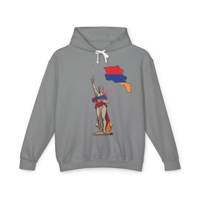 Armenia Pride Hoodie — Lady Justice Draped in Armenian Flag with Map