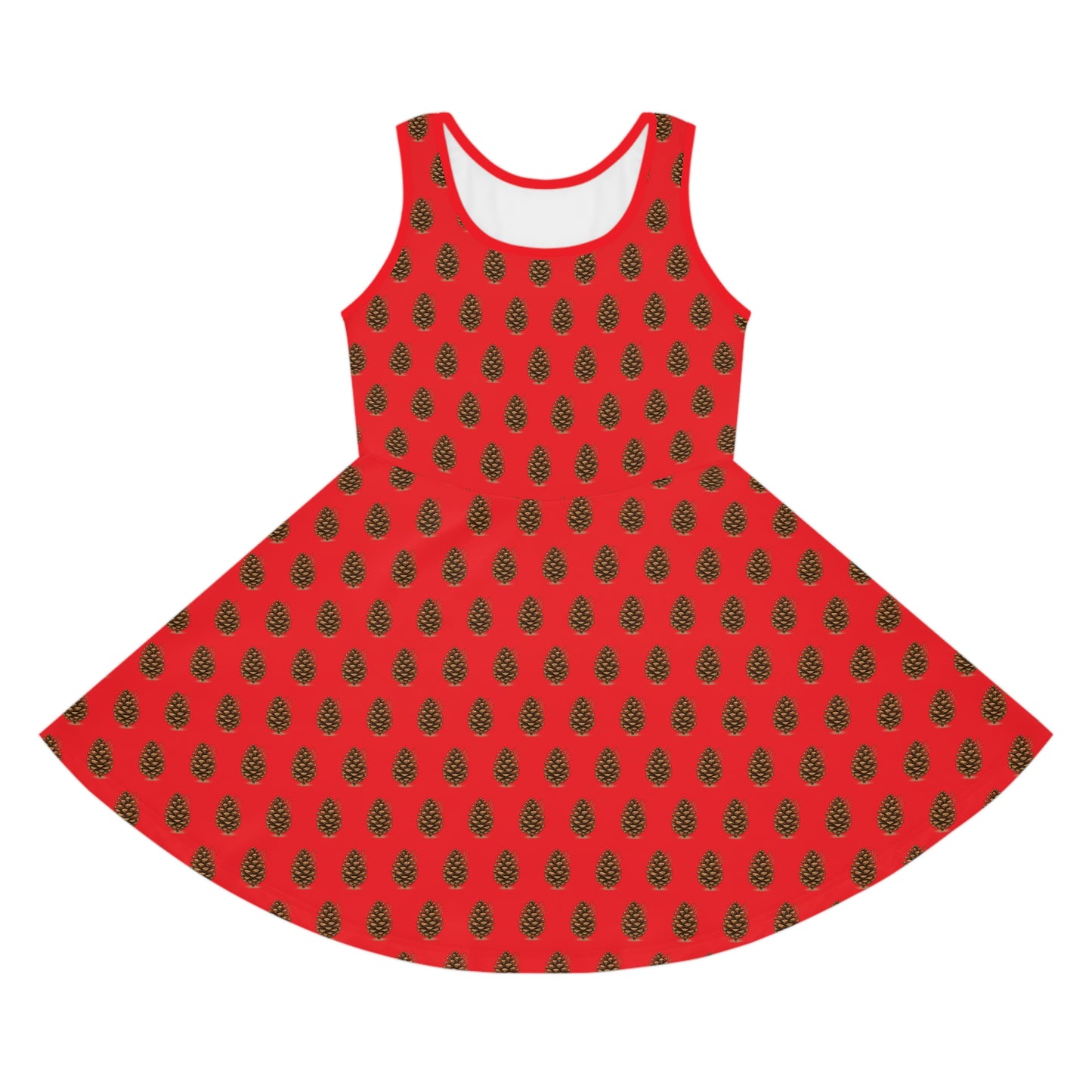 Festive Pinecone Girls' Sundress, Floral Summer Dress, Holiday Outfit, Birthday Dress, Vacation Dress, Christmas Dress
