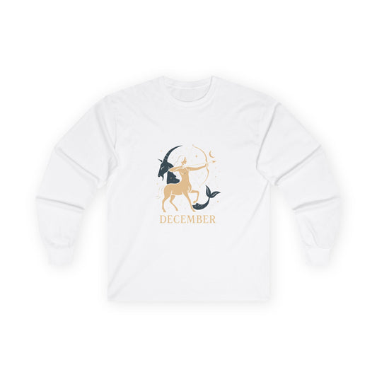 December Zodiac Long Sleeve Tee, Cozy Tee, Astrology Shirt, Gift for Him/Her, Holiday Apparel, December Birthday Gift