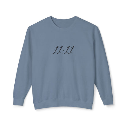11:11 Crewneck Sweatshirt — Minimal White 'Blessed' Back Design