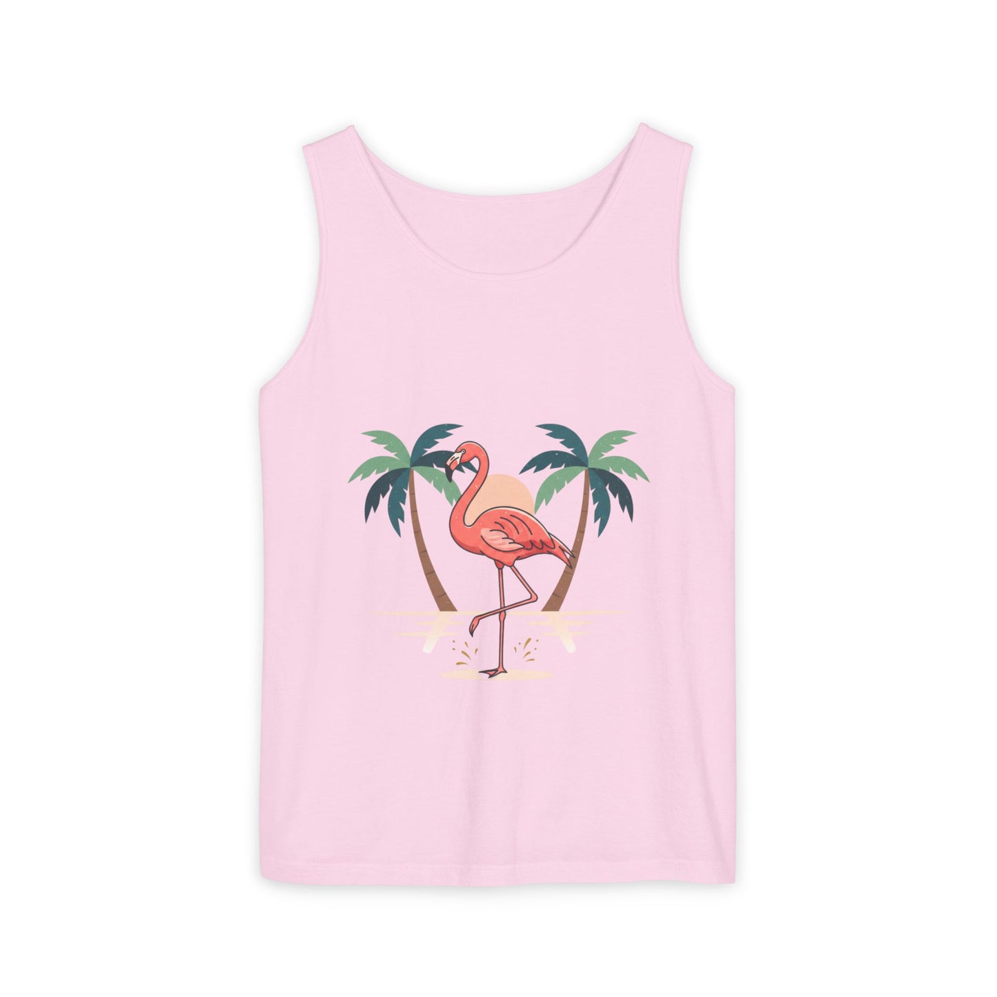 Flamingo Beach Tank Top — Tropical Palm Vacation Graphic Tank