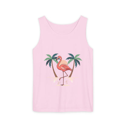 Flamingo Beach Tank Top — Tropical Palm Vacation Graphic Tank