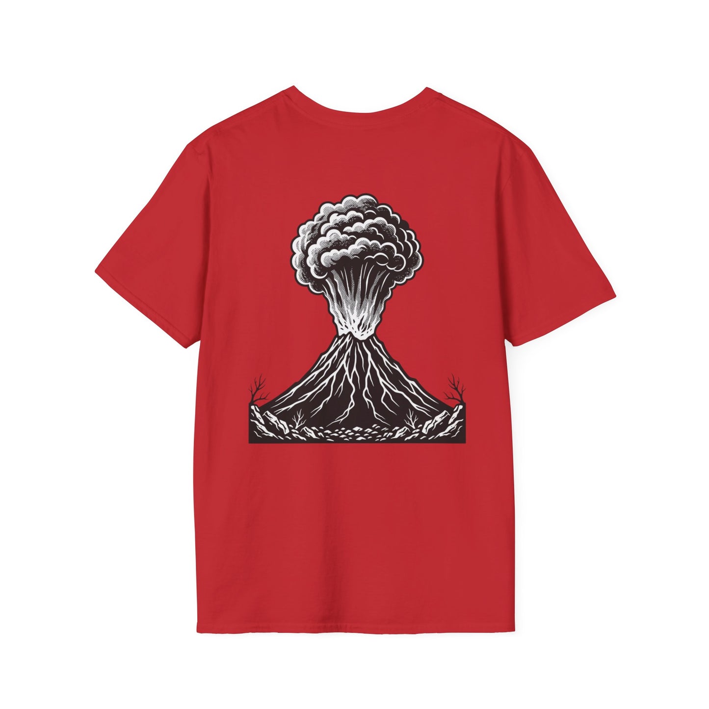 Volcanic Eruption T-Shirt — Monochrome Mountain Blast Graphic Tee